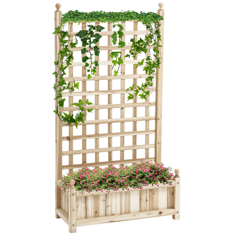 Wooden Garden Planter with Trellis for Climbing Plants Raised Bed for Outdoor Use