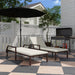 Set of 2 Cream White Rattan Sun Loungers with Adjustable Backrest and Wheels for Garden
