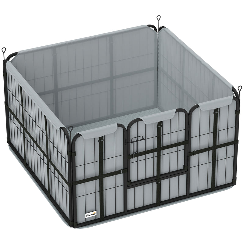 Steel Dog Whelping Box with Washable Pad and Windproof Cloth for Small Medium Dogs by PawHut