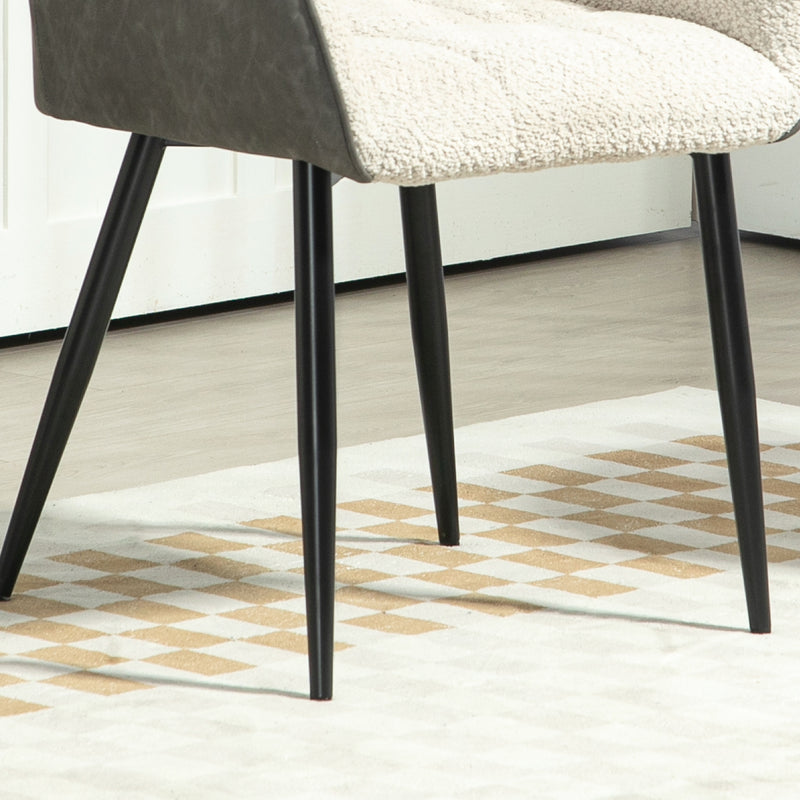 Cream White Upholstered Dining Chair with Chenille Front and PU Back by HOMCOM