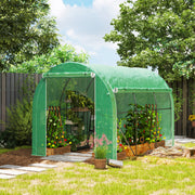 Large Steel Frame Polytunnel Greenhouse With Roll Up Door For Garden Growing Green AOSOM