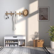 Cream White Entryway Shoe Storage Bench With Padded Seat and Hidden Compartments by HOMCOM