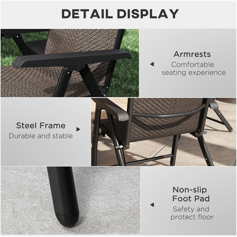 Set of Four Folding Garden Chairs with Adjustable Backs Dark Brown by Outsunny