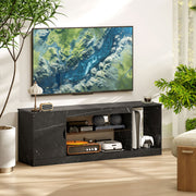 TV Stand Cabinet for up to 55 Inch TVs with Storage and Glass Shelf for Living Room, Black