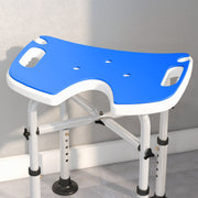 Adjustable Height Padded Shower Stool With U Shaped Seat For Bathroom Comfort, Dark Blue