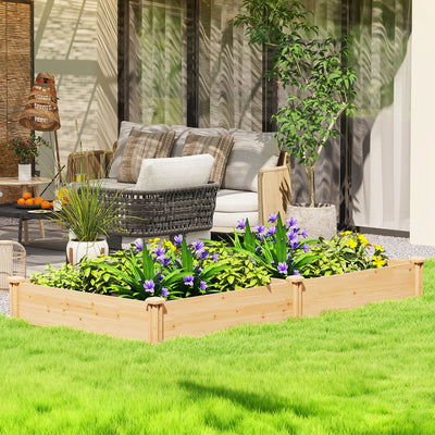Raised Wooden Garden Planter Box With Divider For Vegetables Herbs And Flowers Natural AOSOM