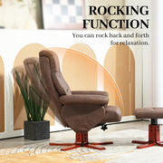 Dark Brown Manual Recliner Chair with Matching Footstool Faux Leather Comfort Set by Homcom