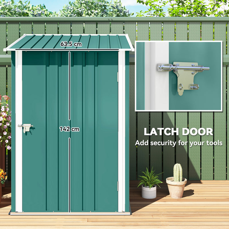 Metal Lean To Garden Storage Shed for Weatherproof Tool Organisation Green
