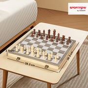 SPORTNOW 15 Inch Chess Set, Foldable Chess and Draughts Set, Brown AOSOM