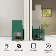 Heavy Duty Metal Rat Trap Cage for Small Animal Control with Single Door Dark Green AOSOM