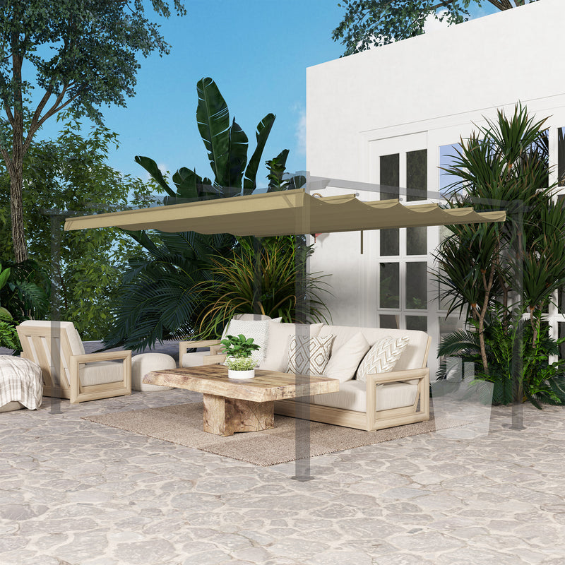 Retractable Pergola Shade Cover Replacement Canopy for 4 x 3m Pergola Tan by Outsunny