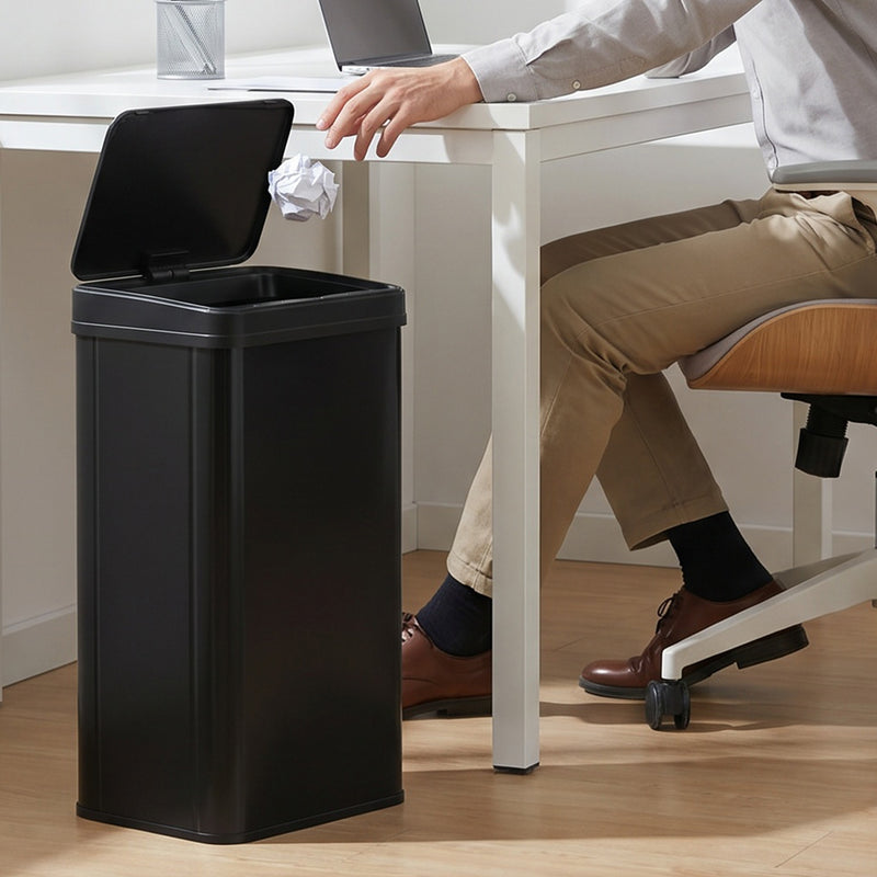 Sensor Kitchen Bin 40L Touch Free Motion Sensor Lid for Hygienic Waste Disposal Black Homcom