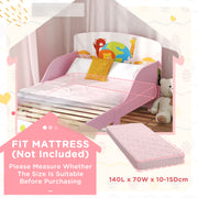 Cute Animal Themed Toddler Bed with Safety Rails 143 x 77 x 60cm by AIYAPLAY
