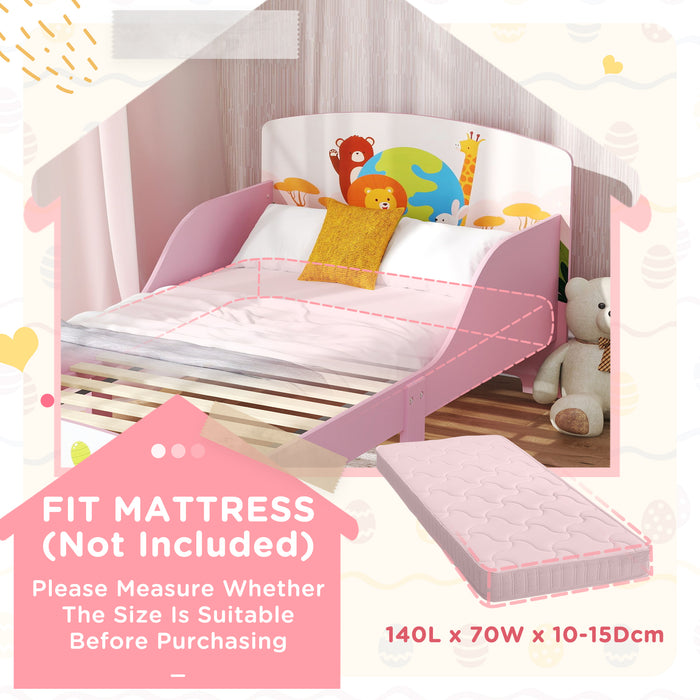 Cute Animal Themed Toddler Bed with Safety Rails 143 x 77 x 60cm by AIYAPLAY