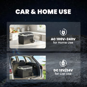Camping Fridge Freezer with Dual-Zone Cooling and Wheels for Outdoor Trips Black AOSOM