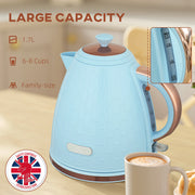 3kW Rapid Boil Electric Kettle With Honeycomb Design Ideal For Kitchens, Light Blue