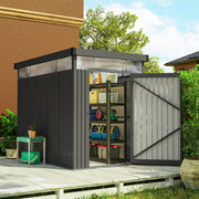 Galvanised Steel Garden Storage Shed with Roof Windows and Lockable Door for Tool Storage by Outsunny