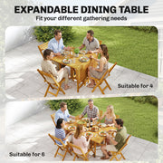 Folding Garden Dining Set for 6 with Space Saving Storage Acacia Wood Natural Outsunny