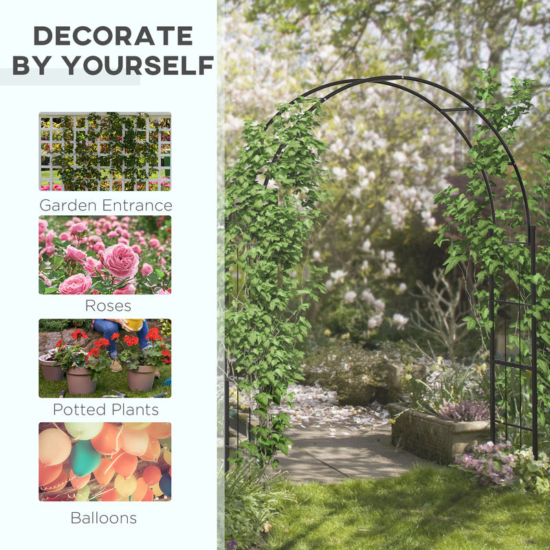 Metal Garden Arch for Climbing Plants and Outdoor Entrances Black Outsunny