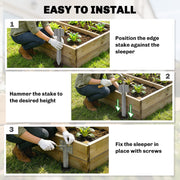 Sleeper Bracket Set for Raised Beds and Garden Borders Galvanised Steel 20 Pack Silver AOSOM
