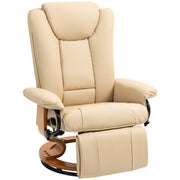 Beige Faux Leather Recliner Chair with Padded Seat and Footrest by HOMCOM