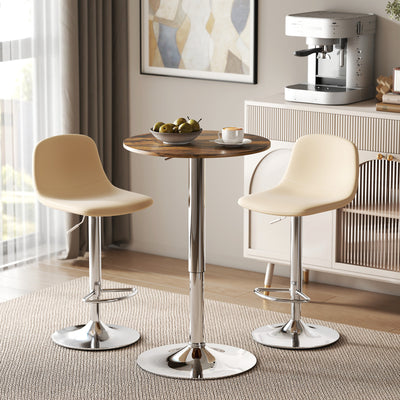 Swivel Round Bar Table with Adjustable Height for Kitchen or Cafe Use Rustic Brown AOSOM