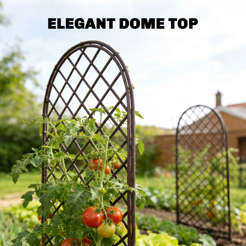 Garden Arch Set for Climbing Plants Hand Woven Wicker Slim Design Natural Wood Finish Outsunny