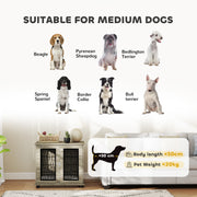 Indoor Dog Crate End Table with Soft Cushion and Lockable Door for Medium Dogs Black