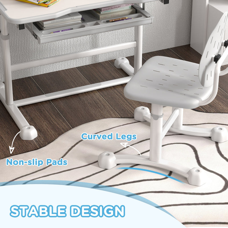 Height Adjustable Kids Desk and Chair Set with Tilted Desktop Grey by AIYAPLAY