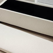 Beige Corduroy Storage Ottoman Bench with Removable Lid and Legs 112cm by HOMCOM