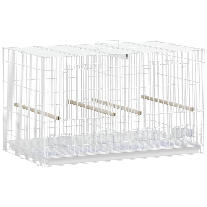 Large Bird Cage with Divider and Slide Out Tray for Budgies and Canaries White