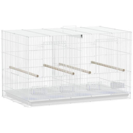 Large Bird Cage with Divider and Slide Out Tray for Budgies and Canaries White