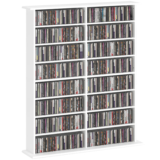 White 16 Compartment Media Storage Shelf for DVDs and Games by Homcom