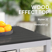 Black Patio Dining Table for 4 to 6 with Slatted Top and Aluminium Frame by Outsunny