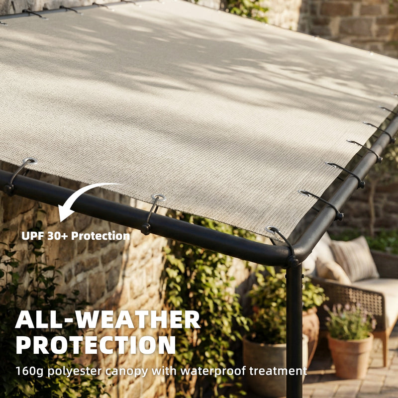 Lean To Pergola with UPF30 Sun Protection for Small Patios and Gardens Cream Outsunny