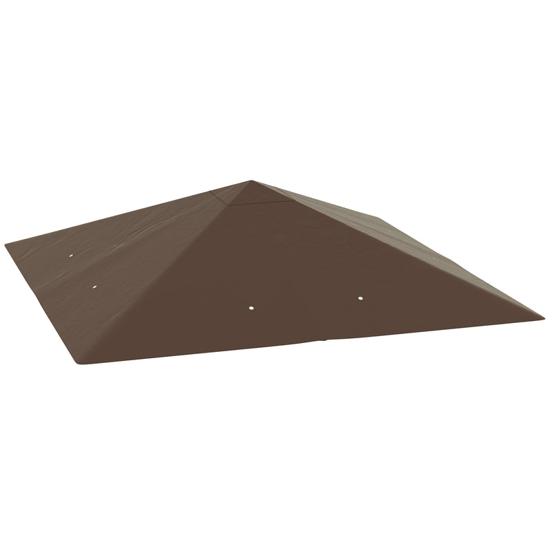Brown 3 x 3m Gazebo Canopy Replacement Cover Water-Resistant with Drain Holes by Outsunny
