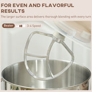 1300W Kitchen Stand Mixer With Dough Hook Whisk and Beater Attachments, Beige