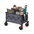 Slate Grey folding camping trolley loaded with a lantern, cool box and camping bags