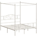 HOMCOM white four-poster canopy bed frame, studio angle shot