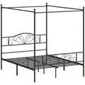 Black four-poster canopy bed frame, king size, studio view