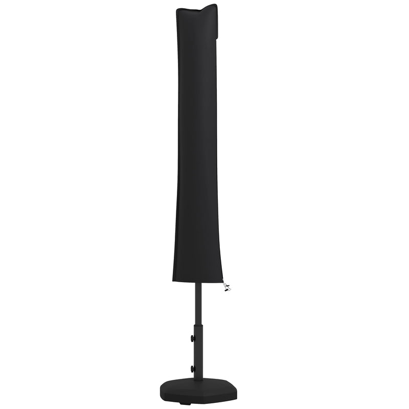 Outsunny black cantilever parasol cover fitted on a closed umbrella against a white background