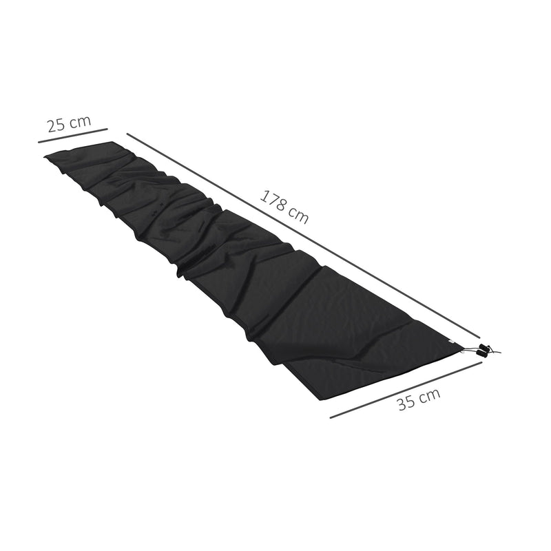 Dimension diagram of the parasol cover: 178 cm side length, 25 cm upper edge, 35 cm bottom edge