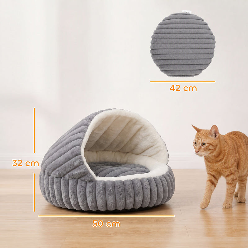 Dimension diagram of the PawHut cat cave bed, 50 x 50 x 32cm with 42cm cushion
