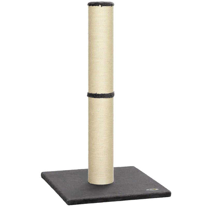 Pawhut cat scratching post with a beige sisal rope post and dark grey plush base