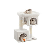 Feandrea Cat Tree 84 cm tower in cream white, full front view