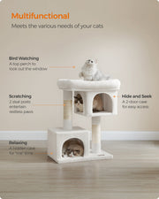 Feandrea cream white cat tree showing the scratching posts