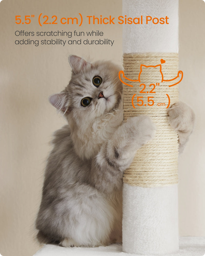 Feandrea cream white cat tree, dimensions 60 x 40 x 84 cm
