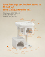 Feandrea cream white cat tree styled in a home living room setting