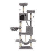 Light grey Feandrea cat tree tower on a plain white background