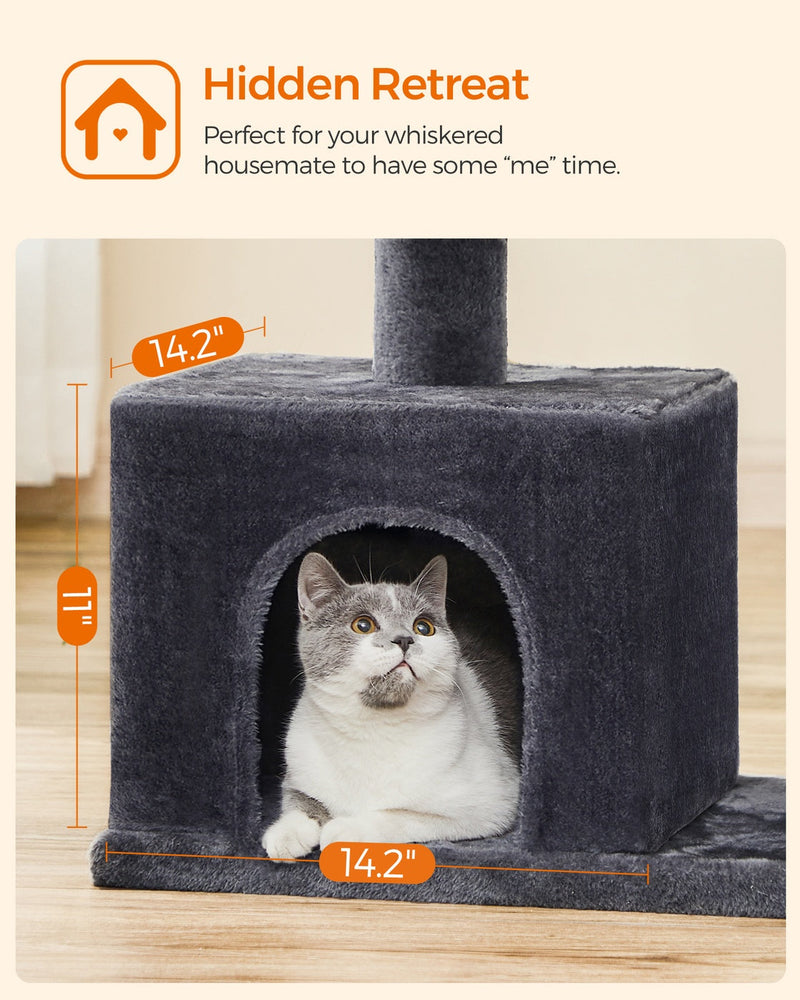 Close-up of a cat resting inside the lower single-door hideaway cave
